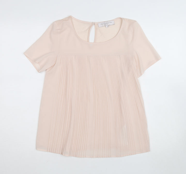 French Connection Women's Beige Pleated Chiffon Blouse XS