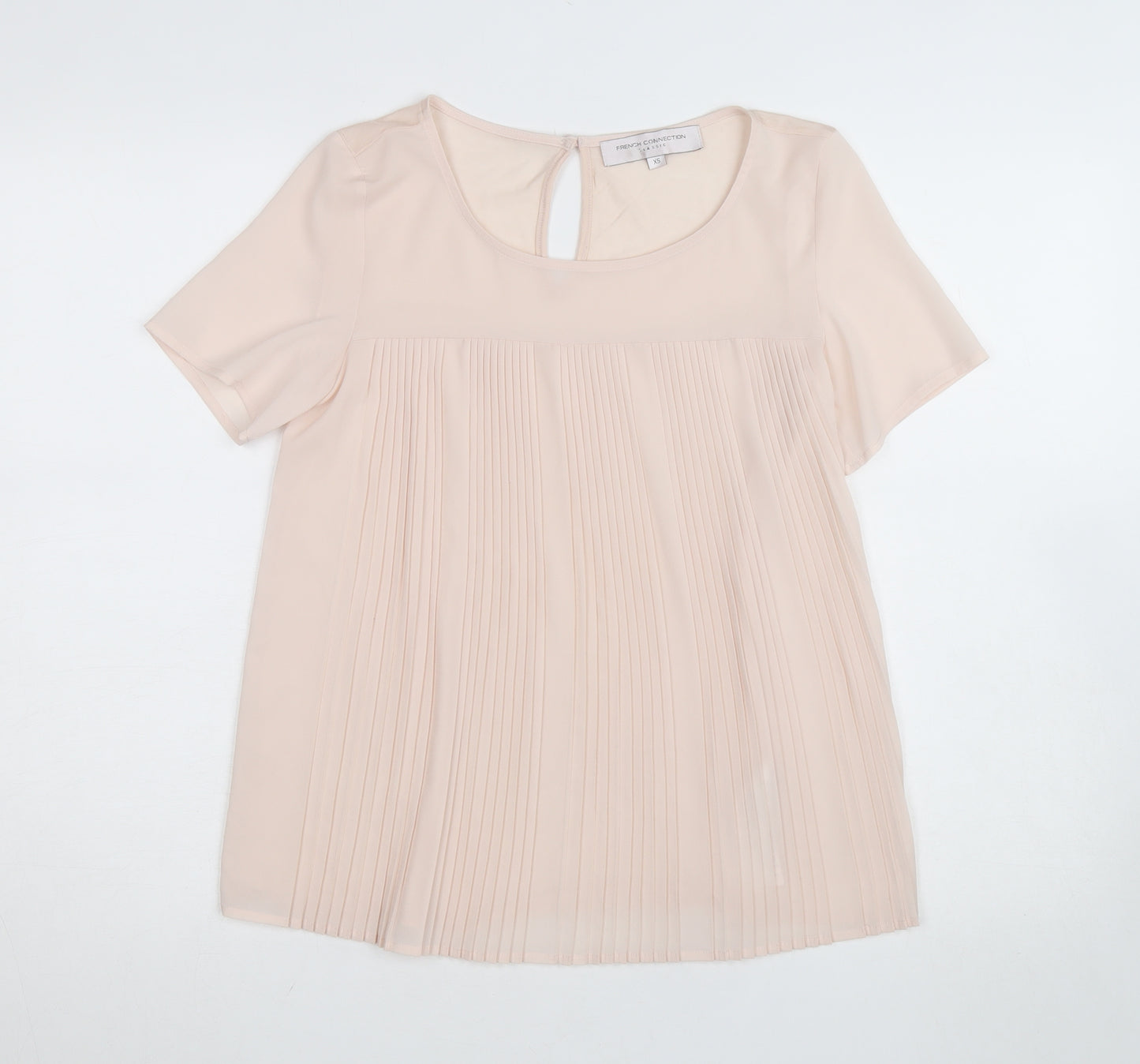 French Connection Women's Beige Pleated Chiffon Blouse XS