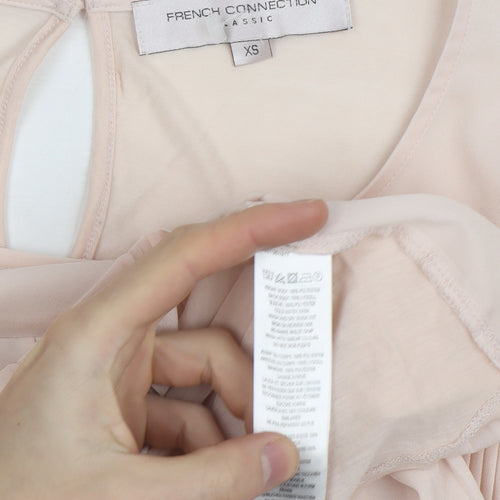 French Connection Women's Beige Pleated Chiffon Blouse XS