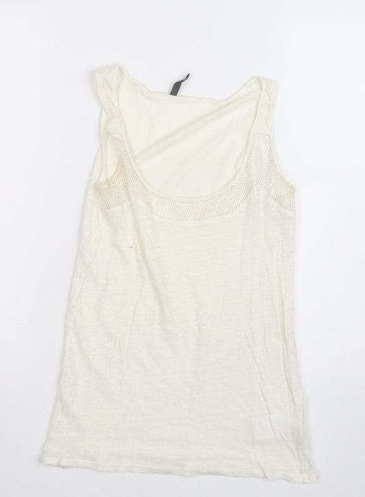 NAF NAF Women's Ivory Cotton Mesh Tank Top Size M