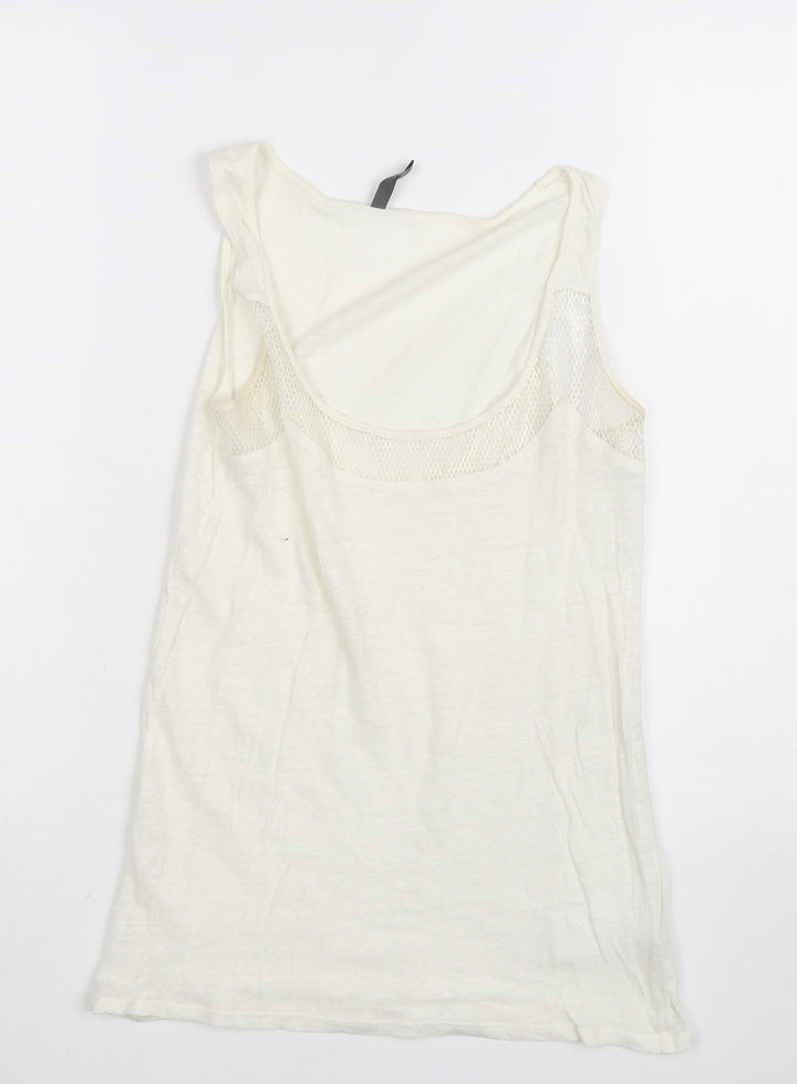 NAF NAF Women's Ivory Cotton Mesh Tank Top Size M