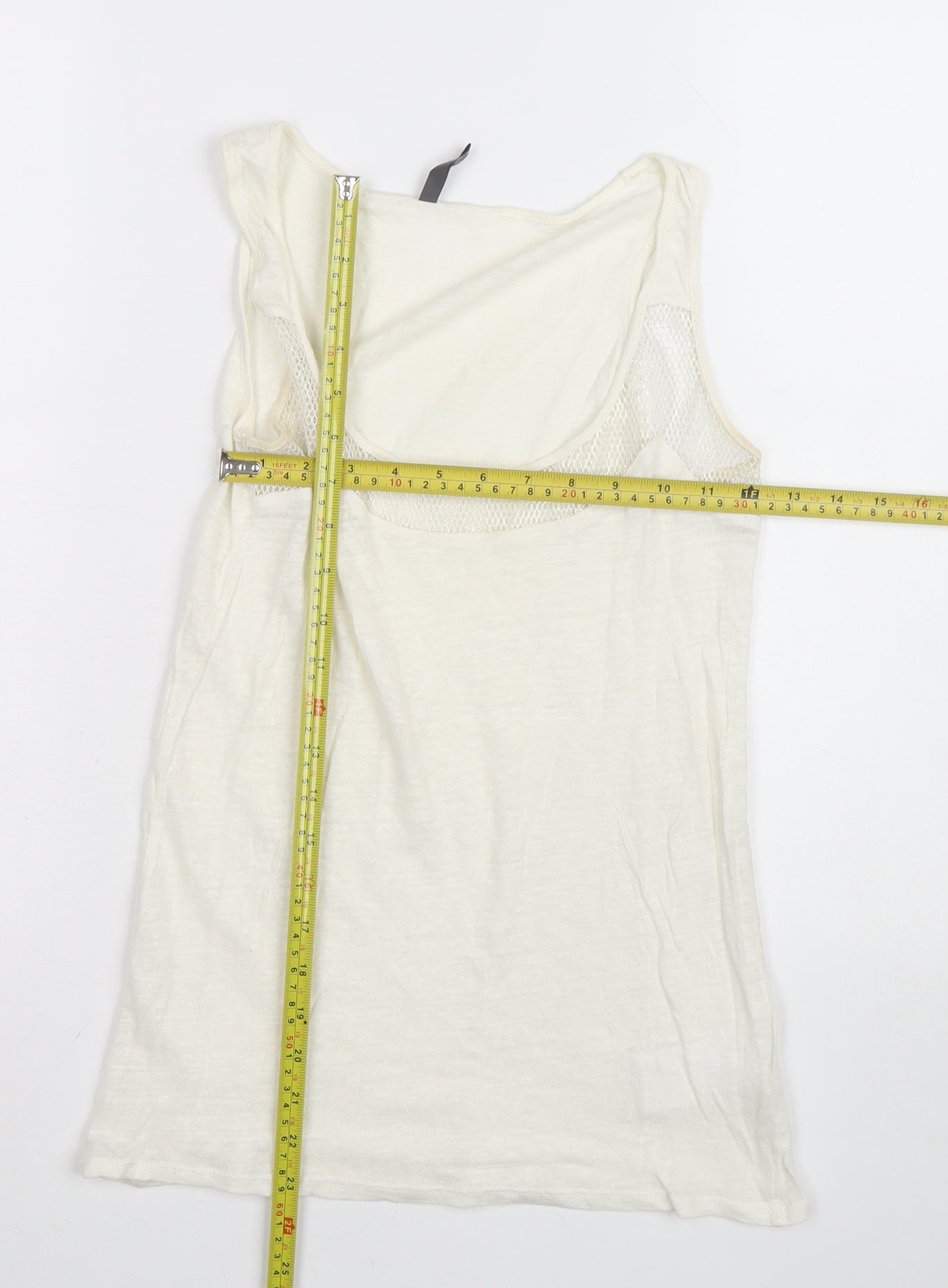 NAF NAF Women's Ivory Cotton Mesh Tank Top Size M