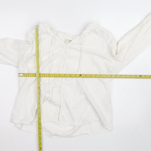 Primrose London Women’s White Cotton Ruffle Tunic Blouse UK14