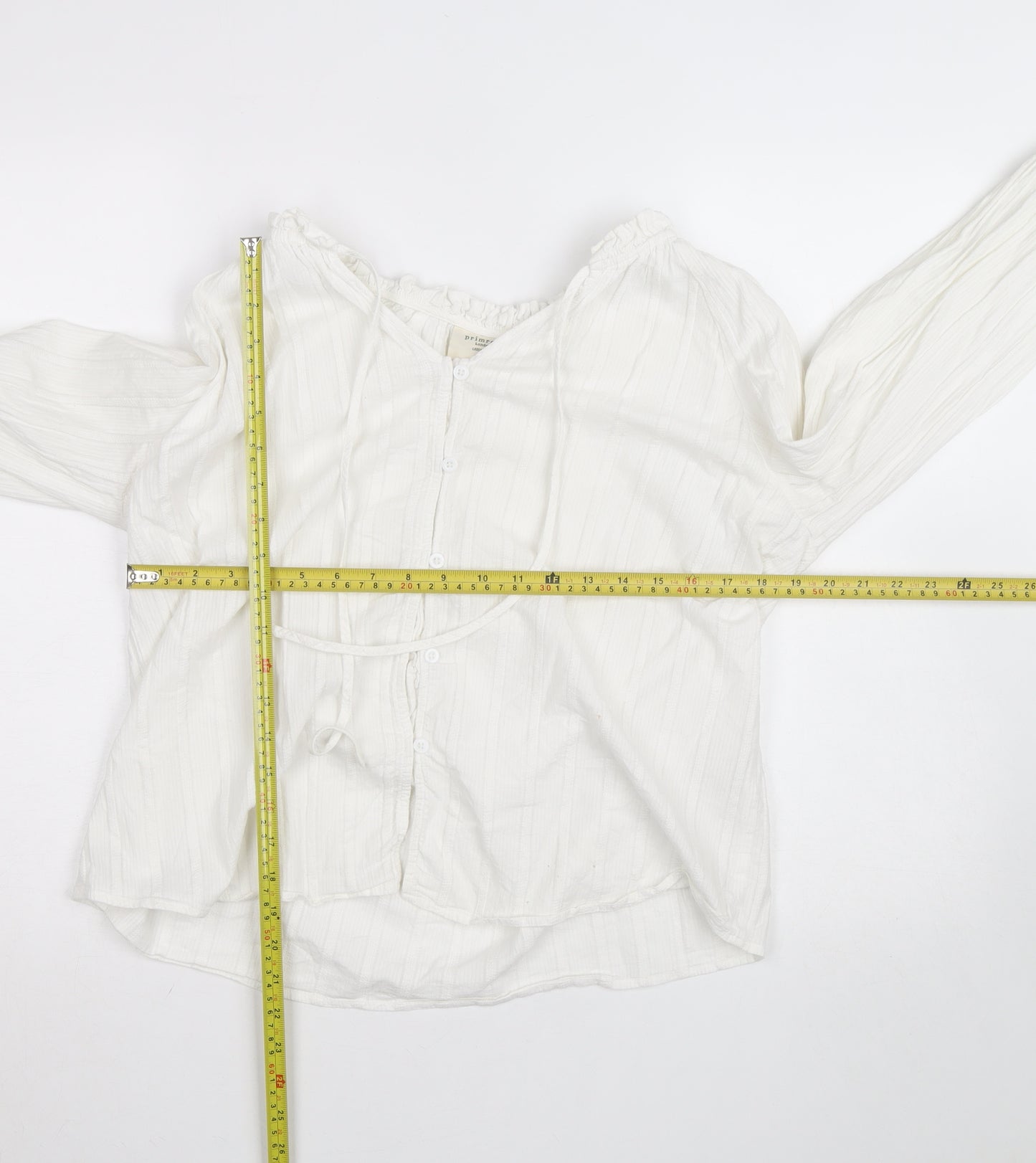 Primrose London Women’s White Cotton Ruffle Tunic Blouse UK14