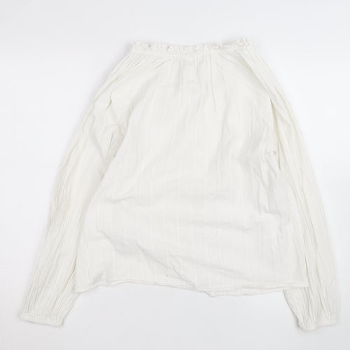 Primrose London Women’s White Cotton Ruffle Tunic Blouse UK14
