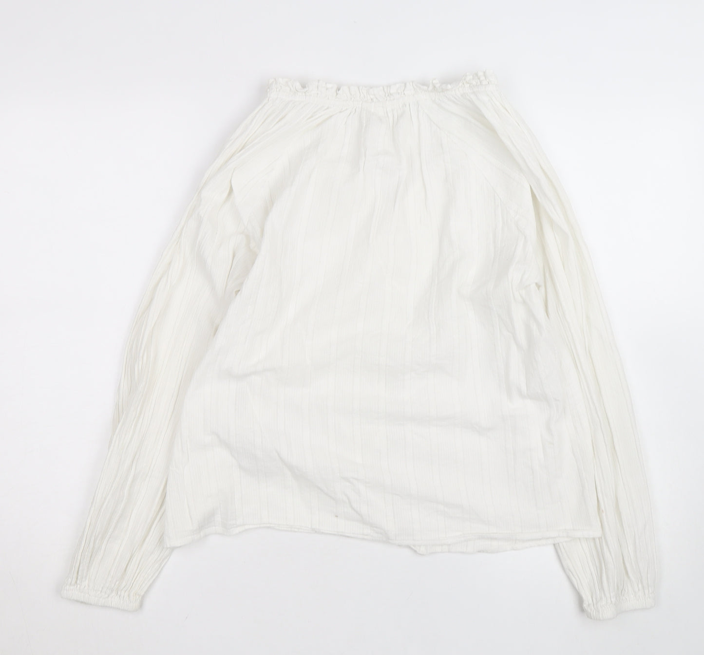 Primrose London Women’s White Cotton Ruffle Tunic Blouse UK14