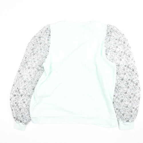 Gallery Women Mint Green Floral Lace Sleeve Sweatshirt UK M
