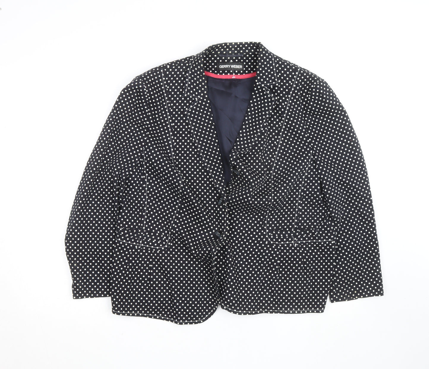 Gerry Weber Women Black Polka Dot Blazer Jacket Size 20 Regular Fit