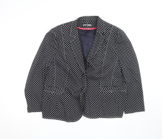 Gerry Weber Women Black Polka Dot Blazer Jacket Size 20 Regular Fit