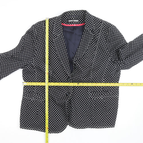 Gerry Weber Women Black Polka Dot Blazer Jacket Size 20 Regular Fit