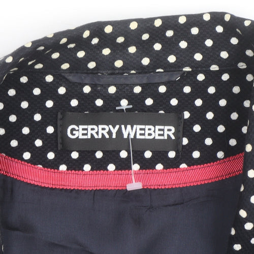 Gerry Weber Women Black Polka Dot Blazer Jacket Size 20 Regular Fit