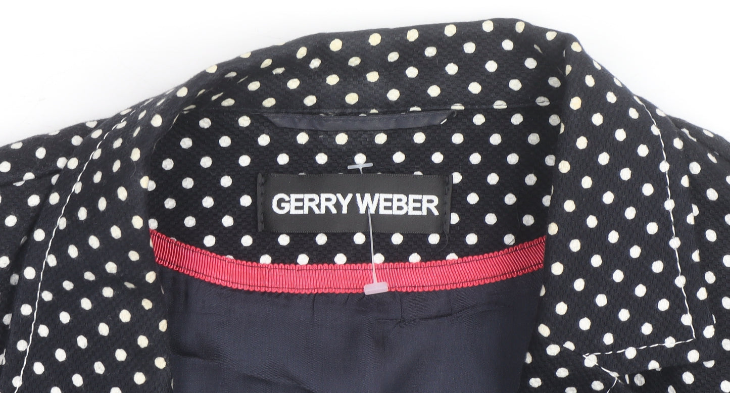 Gerry Weber Women Black Polka Dot Blazer Jacket Size 20 Regular Fit