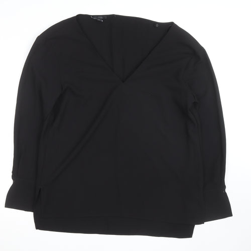 COS Women's Black V-Neck Long Sleeve Blouse Size 14