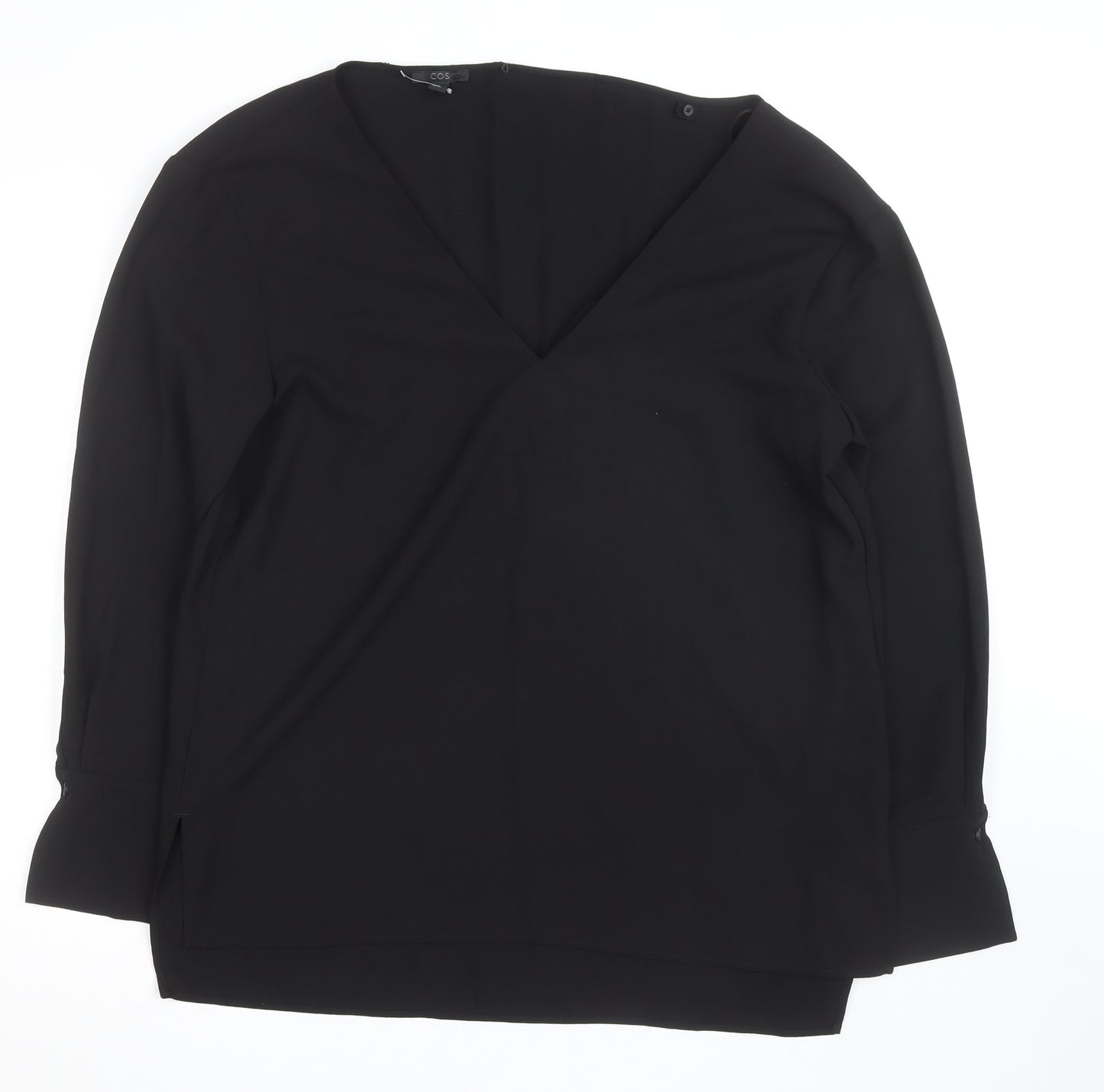 COS Women's Black V-Neck Long Sleeve Blouse Size 14