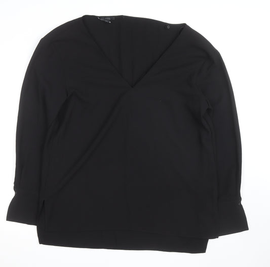 COS Women's Black V-Neck Long Sleeve Blouse Size 14