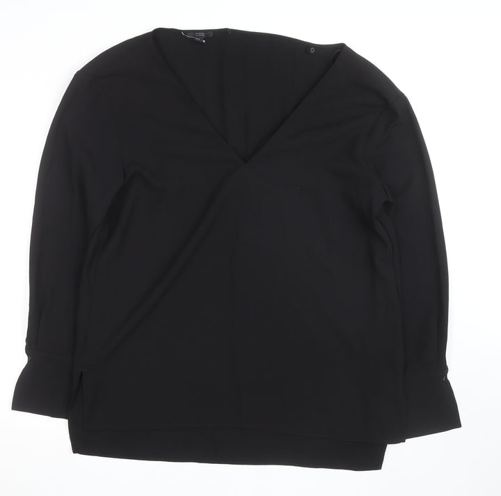 COS Women's Black V-Neck Long Sleeve Blouse Size 14