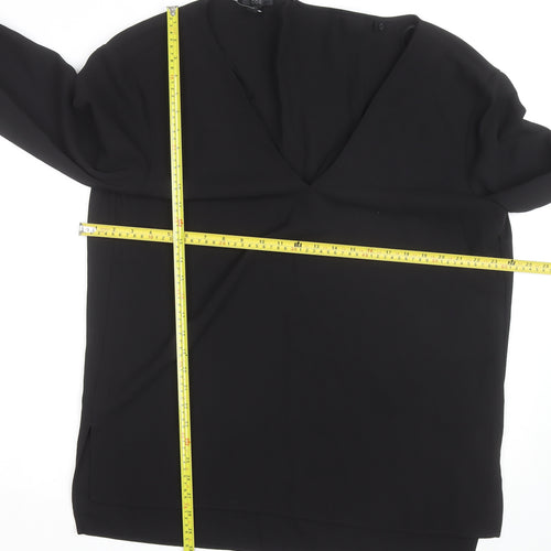 COS Women's Black V-Neck Long Sleeve Blouse Size 14