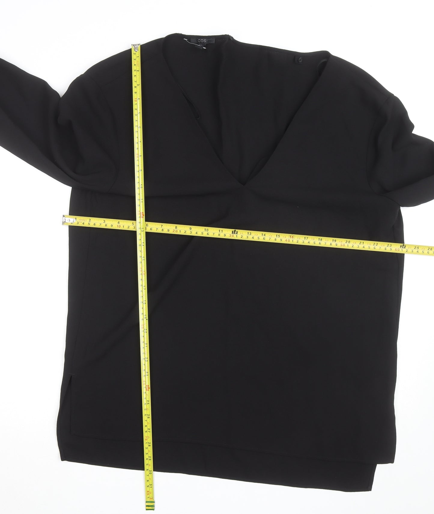 COS Women's Black V-Neck Long Sleeve Blouse Size 14