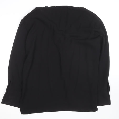 COS Women's Black V-Neck Long Sleeve Blouse Size 14