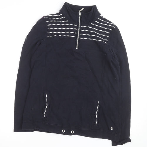 Maine New England Men's Blue Striped 1/2 Zip Cotton Casual Jacket L