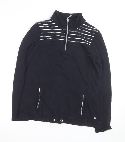 Maine New England Men's Blue Striped 1/2 Zip Cotton Casual Jacket L