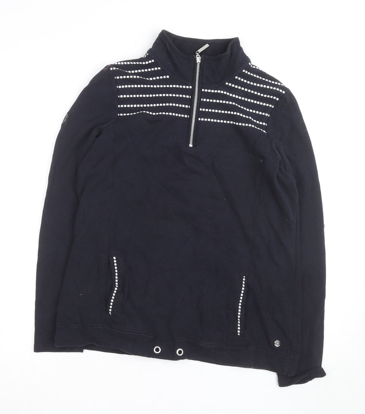 Maine New England Men's Blue Striped 1/2 Zip Cotton Casual Jacket L