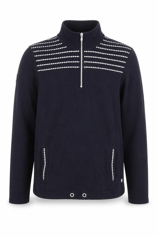 Maine New England Men's Blue Striped 1/2 Zip Cotton Casual Jacket L