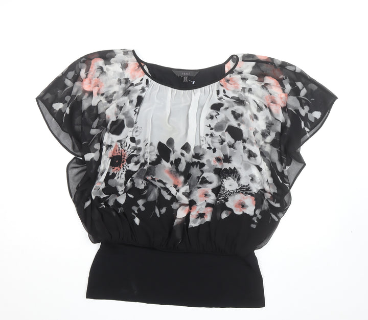 Coast Women's Multicoloured Floral Chiffon Tunic Blouse Size 14