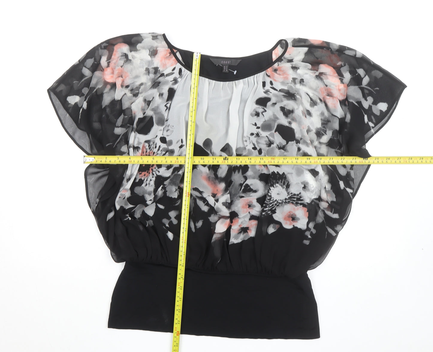 Coast Women's Multicoloured Floral Chiffon Tunic Blouse Size 14