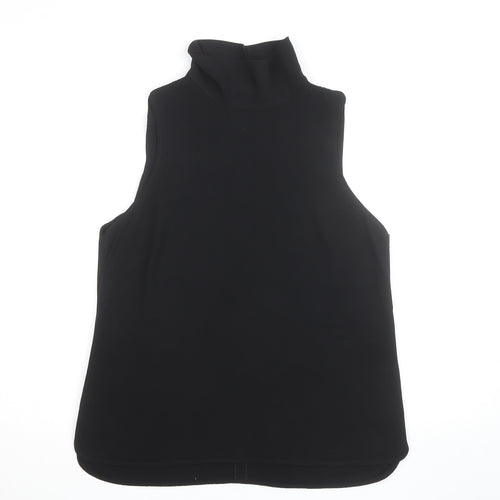Coast Women's Black Roll Neck Sleeveless Woven Tank Top Size 12