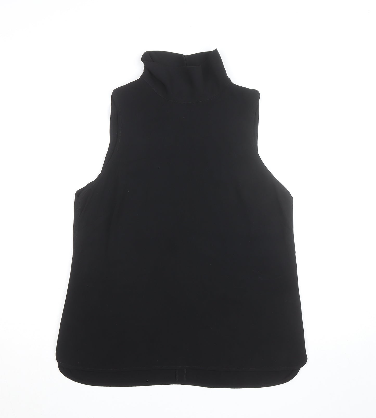 Coast Women's Black Roll Neck Sleeveless Woven Tank Top Size 12