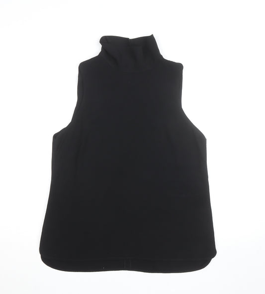 Coast Women's Black Roll Neck Sleeveless Woven Tank Top Size 12
