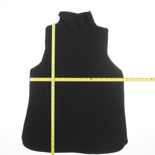 Coast Women's Black Roll Neck Sleeveless Woven Tank Top Size 12