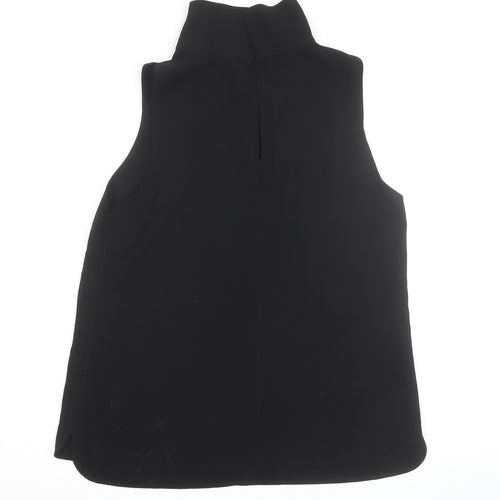 Coast Women's Black Roll Neck Sleeveless Woven Tank Top Size 12