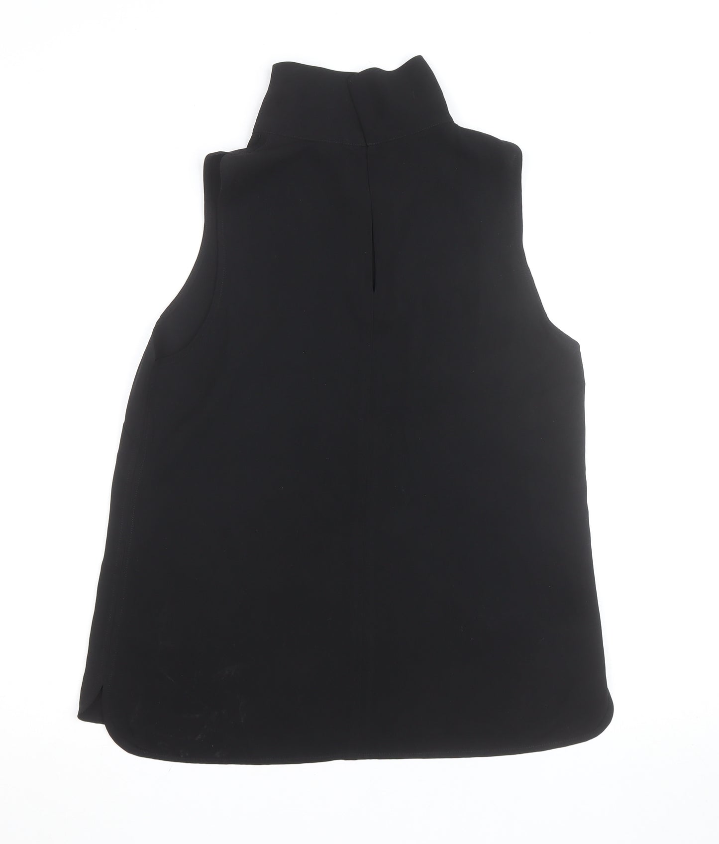 Coast Women's Black Roll Neck Sleeveless Woven Tank Top Size 12