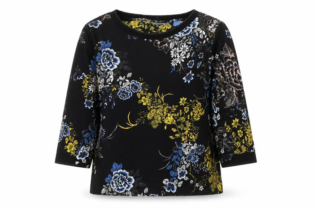 Front view of Fransa women’s multicoloured floral tunic blouse s 3/4 sleeve