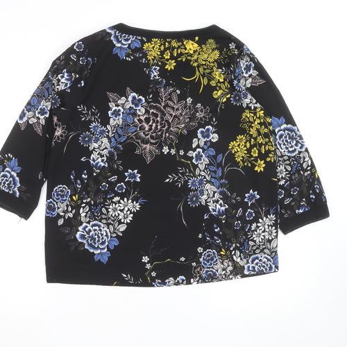 Fransa Womens Multicoloured Floral Tunic Blouse S 3/4 Sleeve
