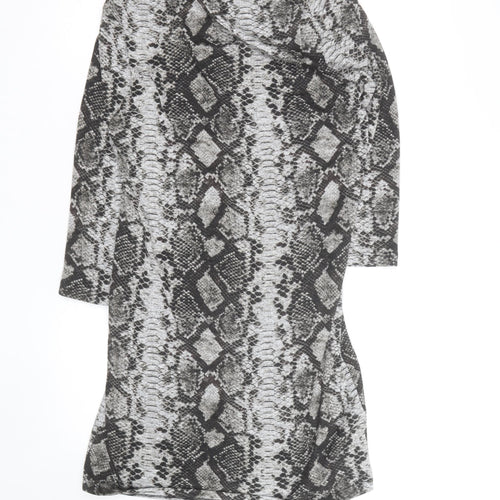 Michael Kors Womens Grey Snake Print Bodycon Dress Size M