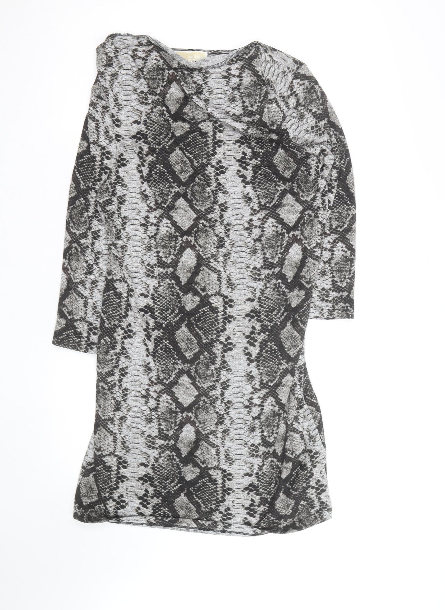 Michael Kors Womens Grey Snake Print Bodycon Dress Size M