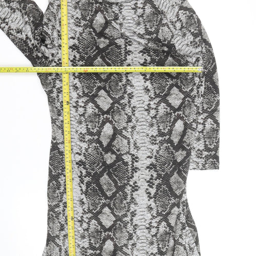 Michael Kors Womens Grey Snake Print Bodycon Dress Size M