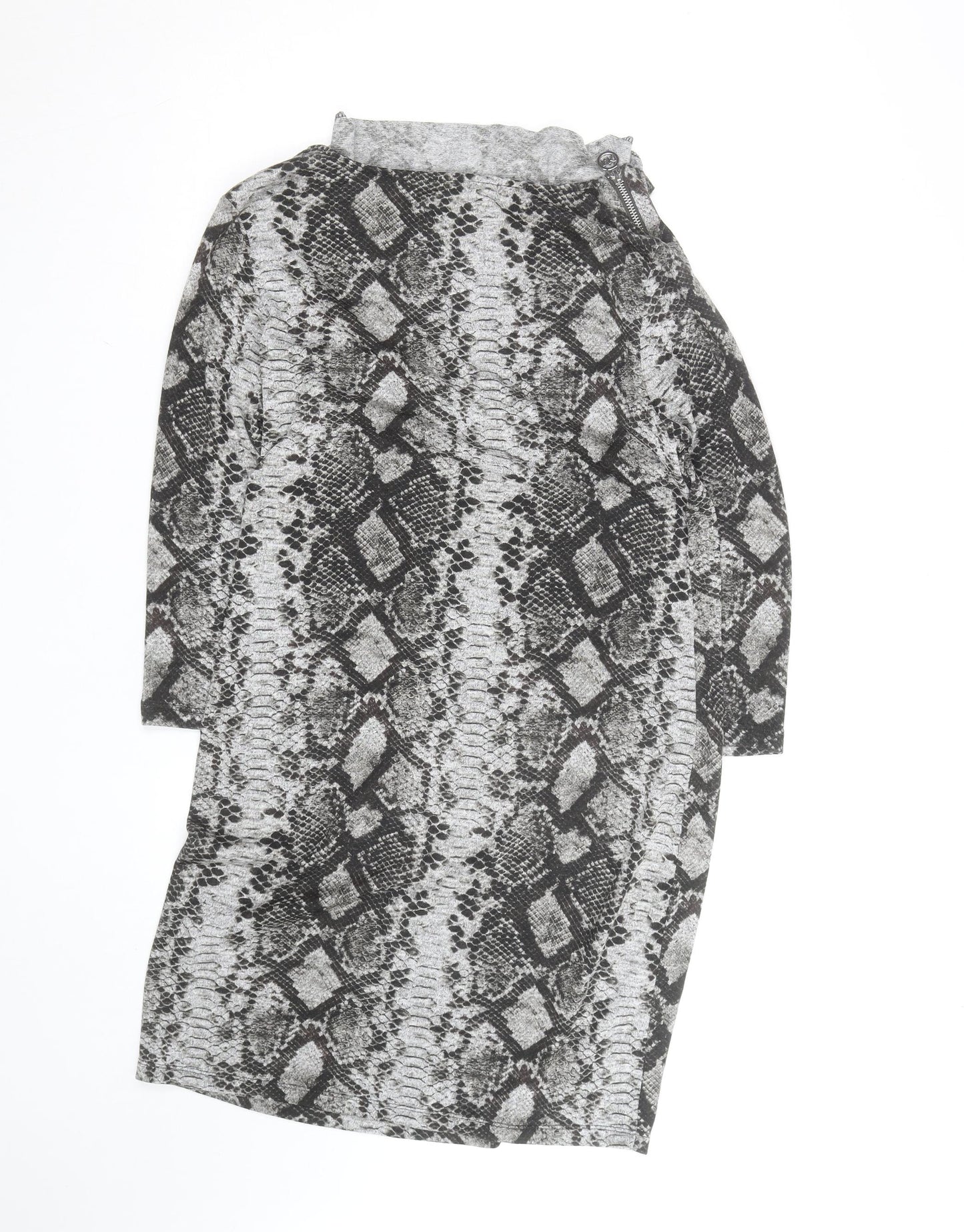 Michael Kors Womens Grey Snake Print Bodycon Dress Size M