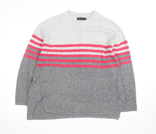 Marks and Spencer Women's Grey Striped Knit Pullover Jumper Size 12
