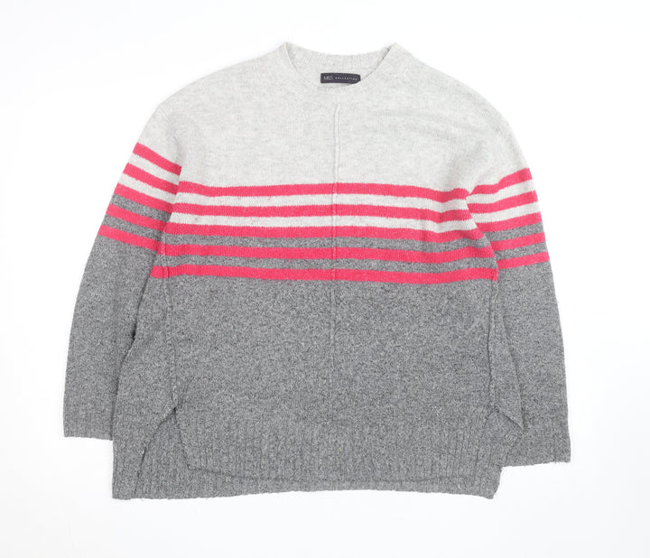 Marks and Spencer Women's Grey Striped Knit Pullover Jumper Size 12