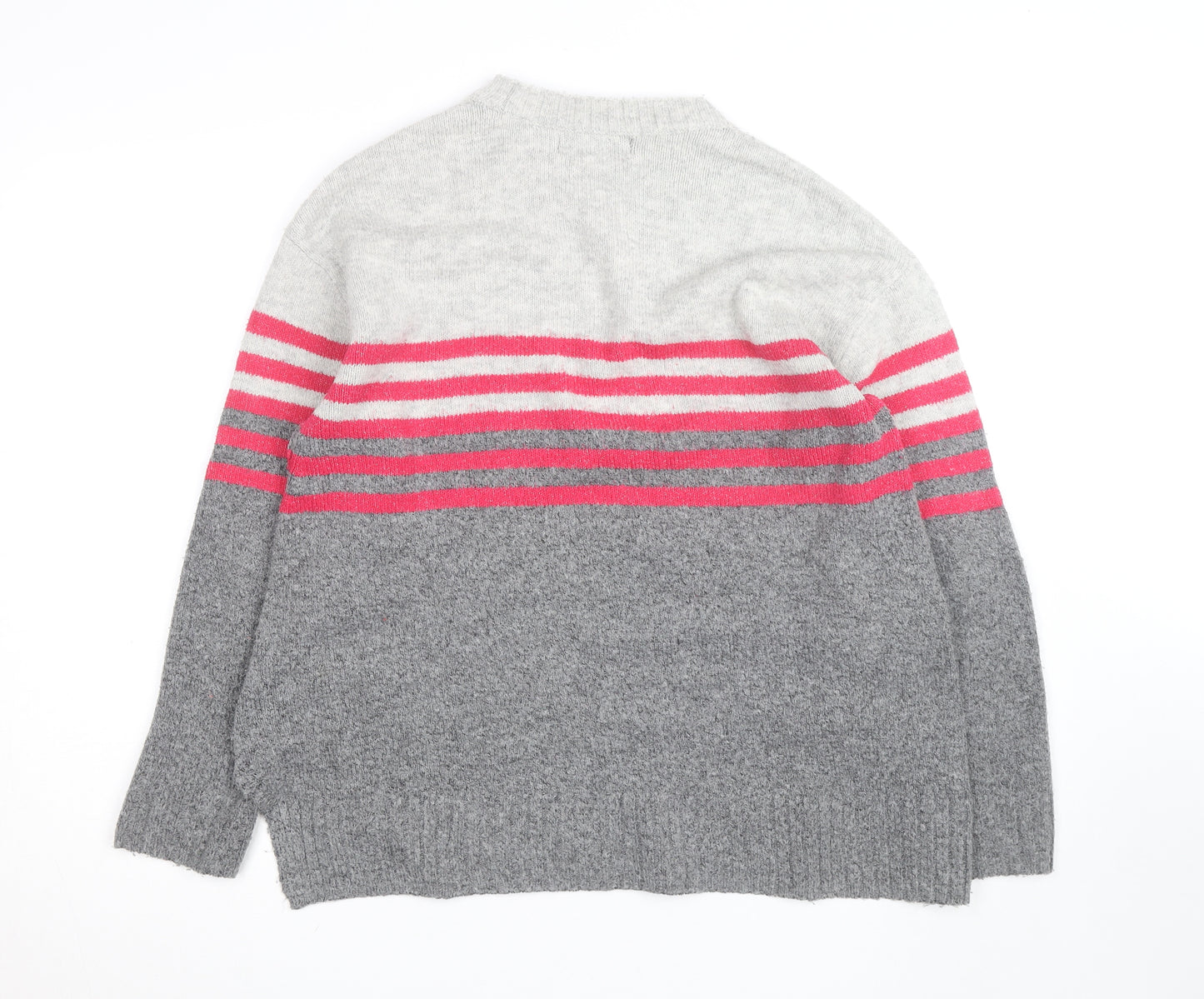 Marks and Spencer Women's Grey Striped Knit Pullover Jumper Size 12