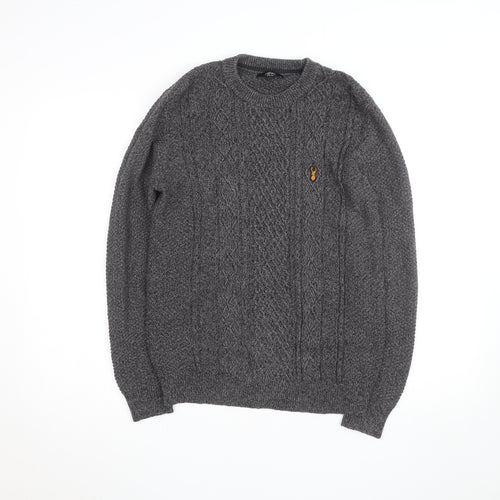 Next Men's Grey Cable-Knit Crew Neck Jumper Size M