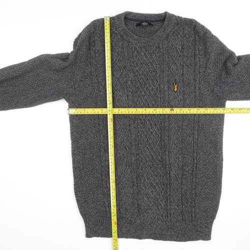 Next Men's Grey Cable-Knit Crew Neck Jumper Size M