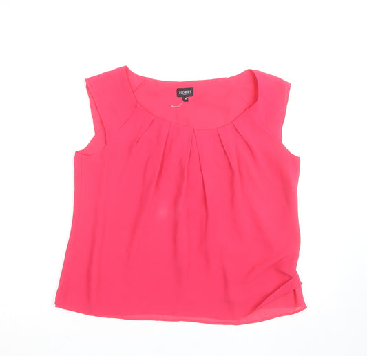 Hobbs Women’s Pink Sleeveless Blouse Size 14 Lightweight Chiffon Top