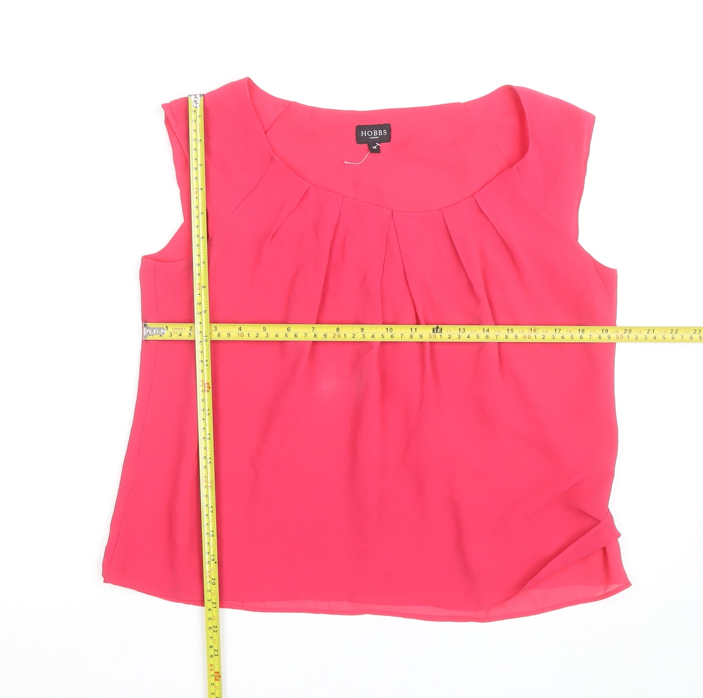 Hobbs Women’s Pink Sleeveless Blouse Size 14 Lightweight Chiffon Top