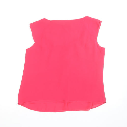 Hobbs Women’s Pink Sleeveless Blouse Size 14 Lightweight Chiffon Top
