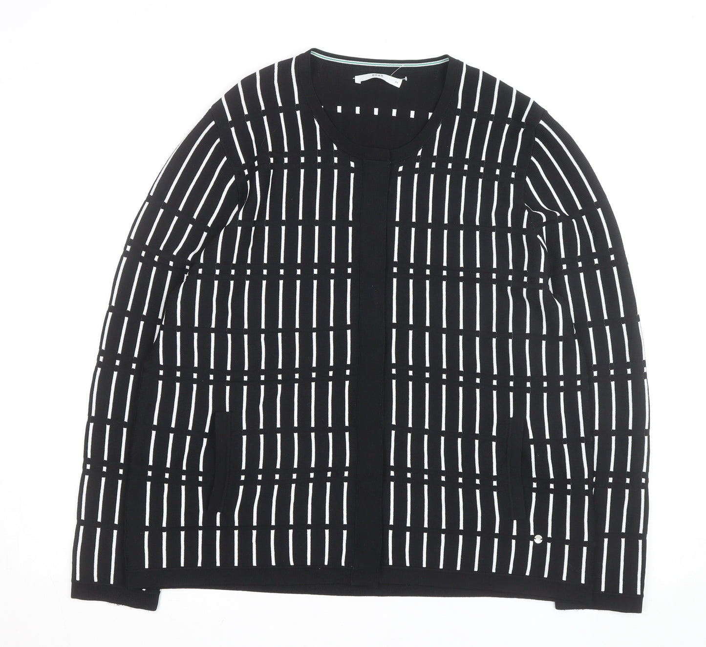 Brax Women's Black Check Knit Cardigan Size 16